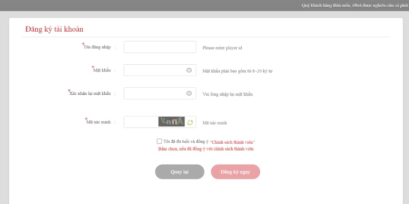 Tạo tài khoản trước khi tham gia nổ hũ i9bet